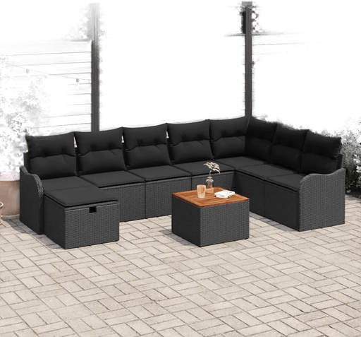 Vidaxl Hagesofa Set 9 pcs Svart