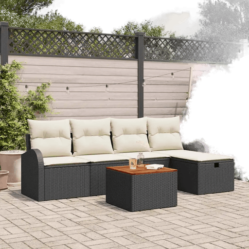 Vidaxl Hagesofa Set 6 pcs Svart