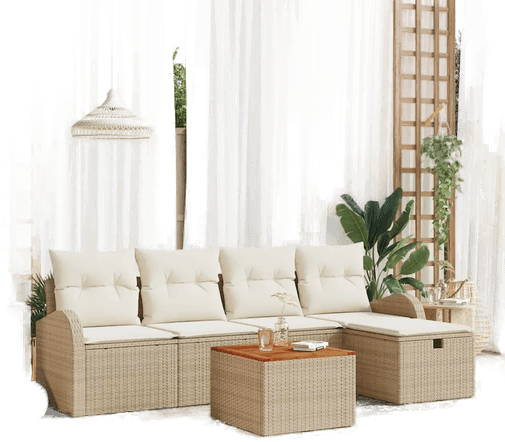 Vidaxl Hagesofa Set 6 pcs Beige