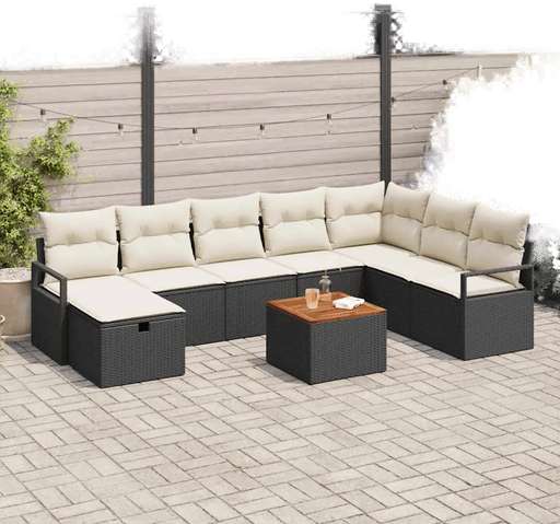 Vidaxl Hagesofa Set 9 pcs Svart