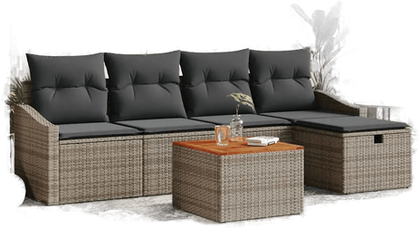 Vidaxl Hagesofa Set 6 pcs Grå