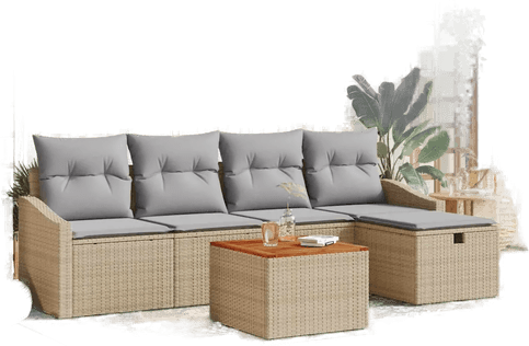 Vidaxl Hagesofa Set 6 pcs Beige