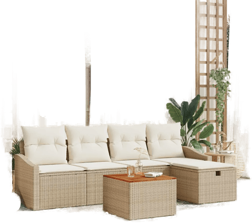Vidaxl Hagesofa Set 6 pcs Beige