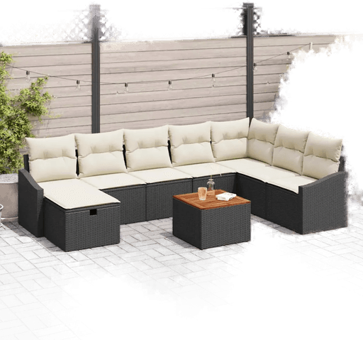 Vidaxl Hagesofa Set 9 pcs Svart