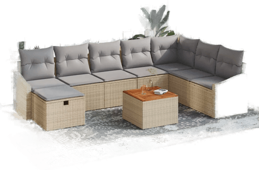 Vidaxl Hagesofa Set 9 pcs Beige