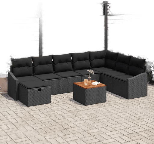 Vidaxl Hagesofa Set 9 pcs Svart