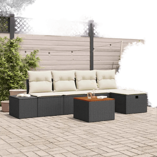 Vidaxl Hagesofa Set 6 pcs Svart