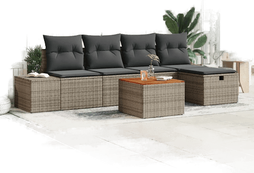 Vidaxl Hagesofa Set 6 pcs Grå