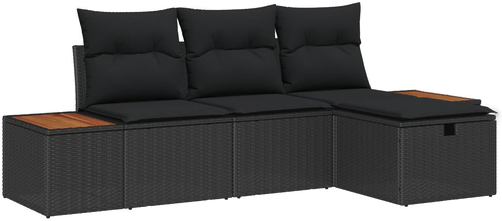 Vidaxl Hagesofa Set 4 pcs Svart
