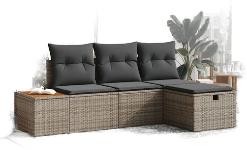 Vidaxl Hagesofa Set 4 pcs Grå