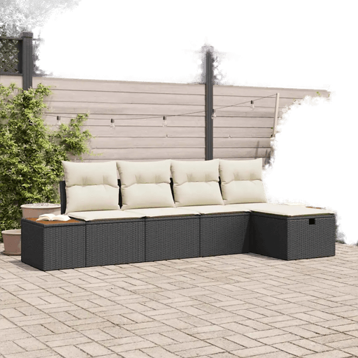 Vidaxl Hagesofa Set 5 pcs Svart