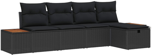 Vidaxl Hagesofa Set 5 pcs Svart
