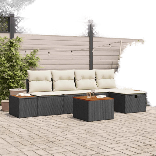 Vidaxl Hagesofa Set 6 pcs Svart