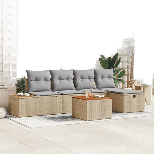 Vidaxl Hagesofa Set 6 pcs Beige