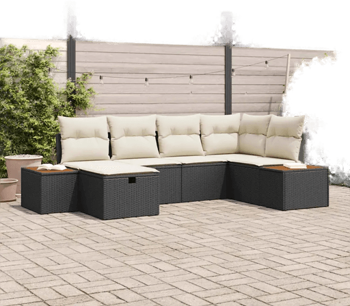 Vidaxl Hagesofa Set 6 pcs Svart
