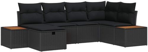 Vidaxl Hagesofa Set 6 pcs Svart