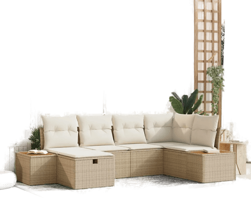 Vidaxl Hagesofa Set 6 pcs Beige