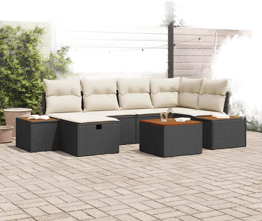 Vidaxl Hagesofa Set 7 pcs Svart