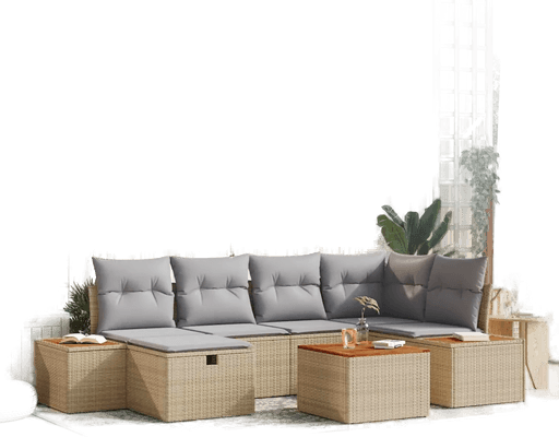 Vidaxl Hagesofa Set 7 pcs Beige