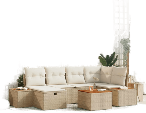 Vidaxl Hagesofa Set 7 pcs Beige
