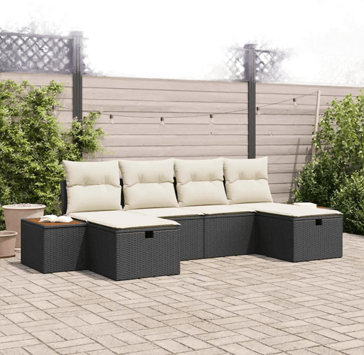 Vidaxl Hagesofa Set 6 pcs Svart