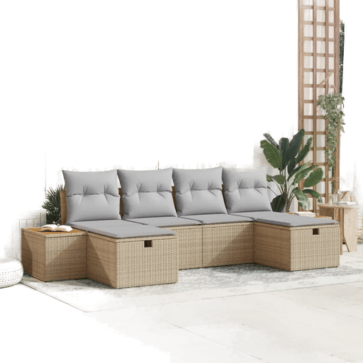 Vidaxl Hagesofa Set 6 pcs Beige