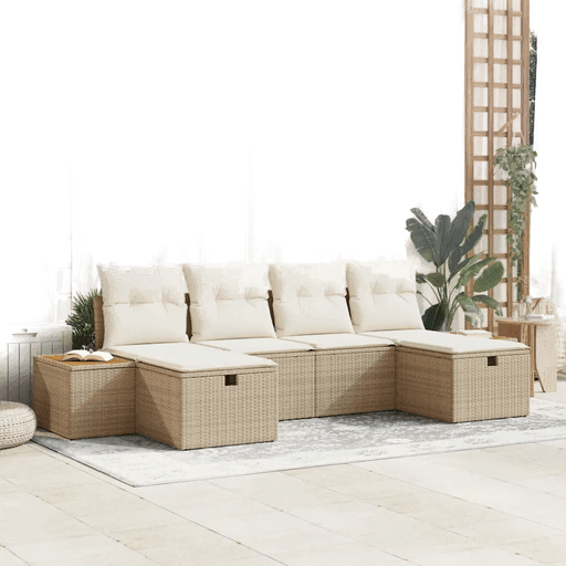 Vidaxl Hagesofa Set 6 pcs Beige