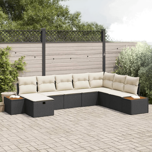 Vidaxl Hagesofa Set 8 pcs Svart