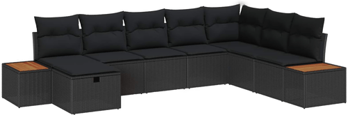Vidaxl Hagesofa Set 8 pcs Svart