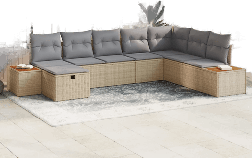 Vidaxl Hagesofa Set 9 pcs Beige