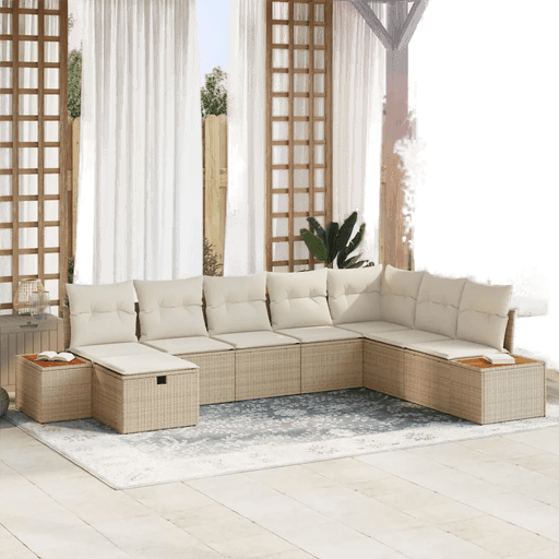 Vidaxl Hagesofa Set 9 pcs Beige