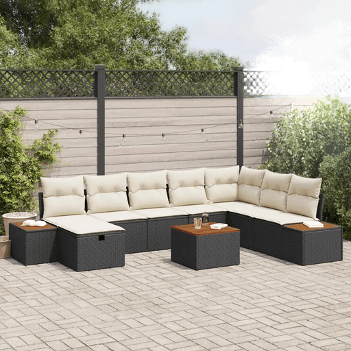Vidaxl Hagesofa Set 9 pcs Svart