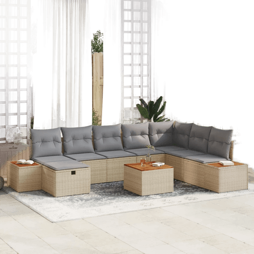Vidaxl Hagesofa Set 9 pcs Beige