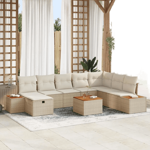 Vidaxl Hagesofa Set 9 pcs Beige
