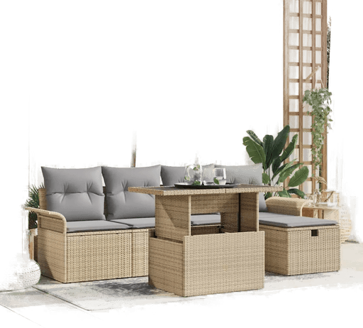 Vidaxl Hagesofa Set 6 pcs Beige