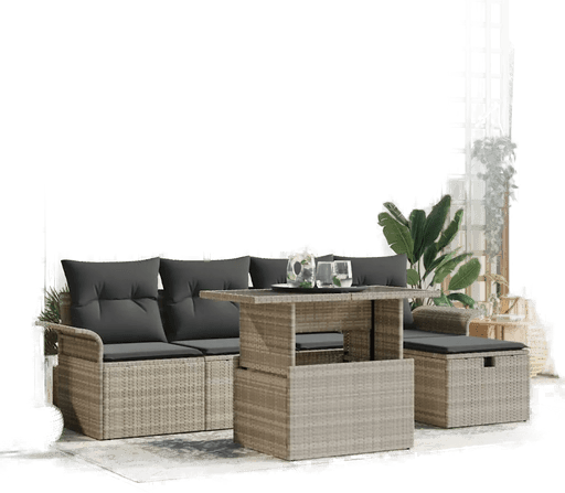 Vidaxl Hagesofa Set 6 pcs Lysegrå