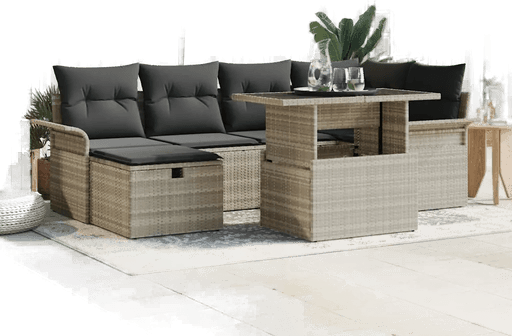 Vidaxl Hagesofa Set 7 pcs Lysegrå