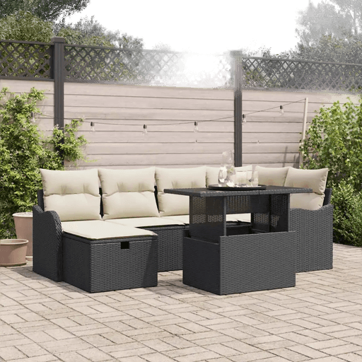 Vidaxl Hagesofa Set 7 pcs Svart