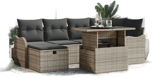 Vidaxl Hagesofa Set 7 pcs Grå