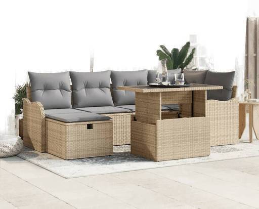 Vidaxl Hagesofa Set 7 pcs Beige