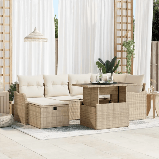 Vidaxl Hagesofa Set 7 pcs Beige