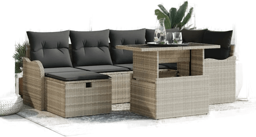 Vidaxl Hagesofa Set 7 pcs Lysegrå