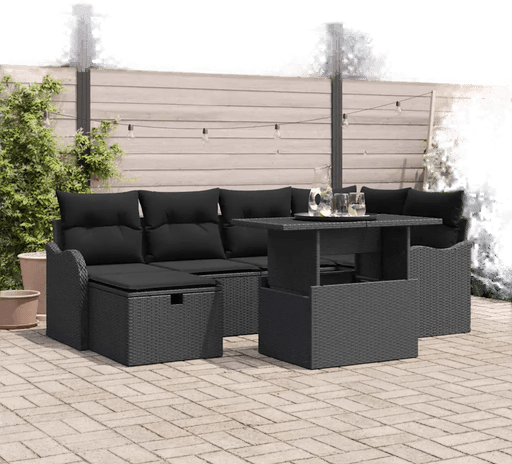 Vidaxl Hagesofa Set 7 pcs Svart