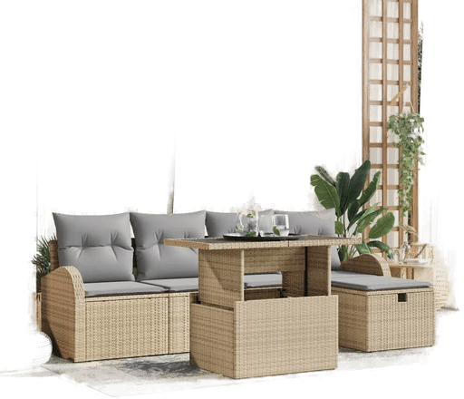 Vidaxl Hagesofa Set 6 pcs Beige