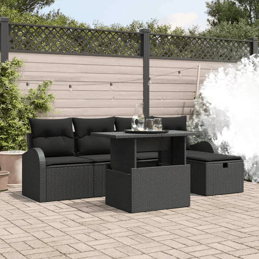 Vidaxl Hagesofa Set 6 pcs Svart