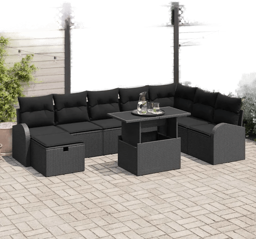 Vidaxl Hagesofa Set 9 pcs Svart