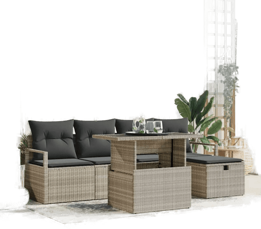 Vidaxl Hagesofa Set 6 pcs Lysegrå