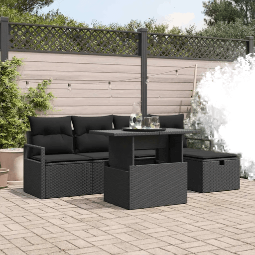 Vidaxl Hagesofa Set 6 pcs Svart