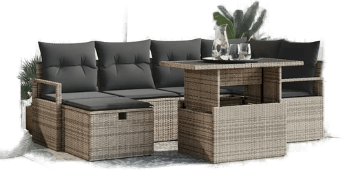 Vidaxl Hagesofa Set 7 pcs Grå