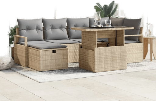 Vidaxl Hagesofa Set 7 pcs Beige